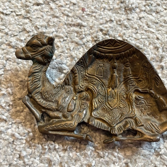 Vintage Solid Brass Camel Trinket Dish Sculpture Metal Turkish Ashtray Egyptian - Picture 3 of 4